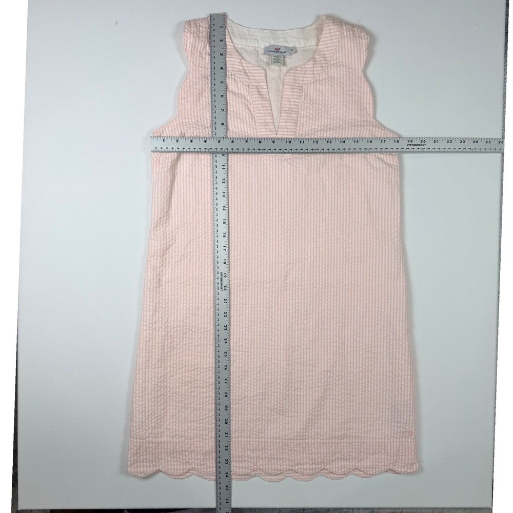 Vineyard Vines Seersucker Dress Womens 6 Pink Excellent Scalloped Hem 2Q010846 - Picture 9 of 9